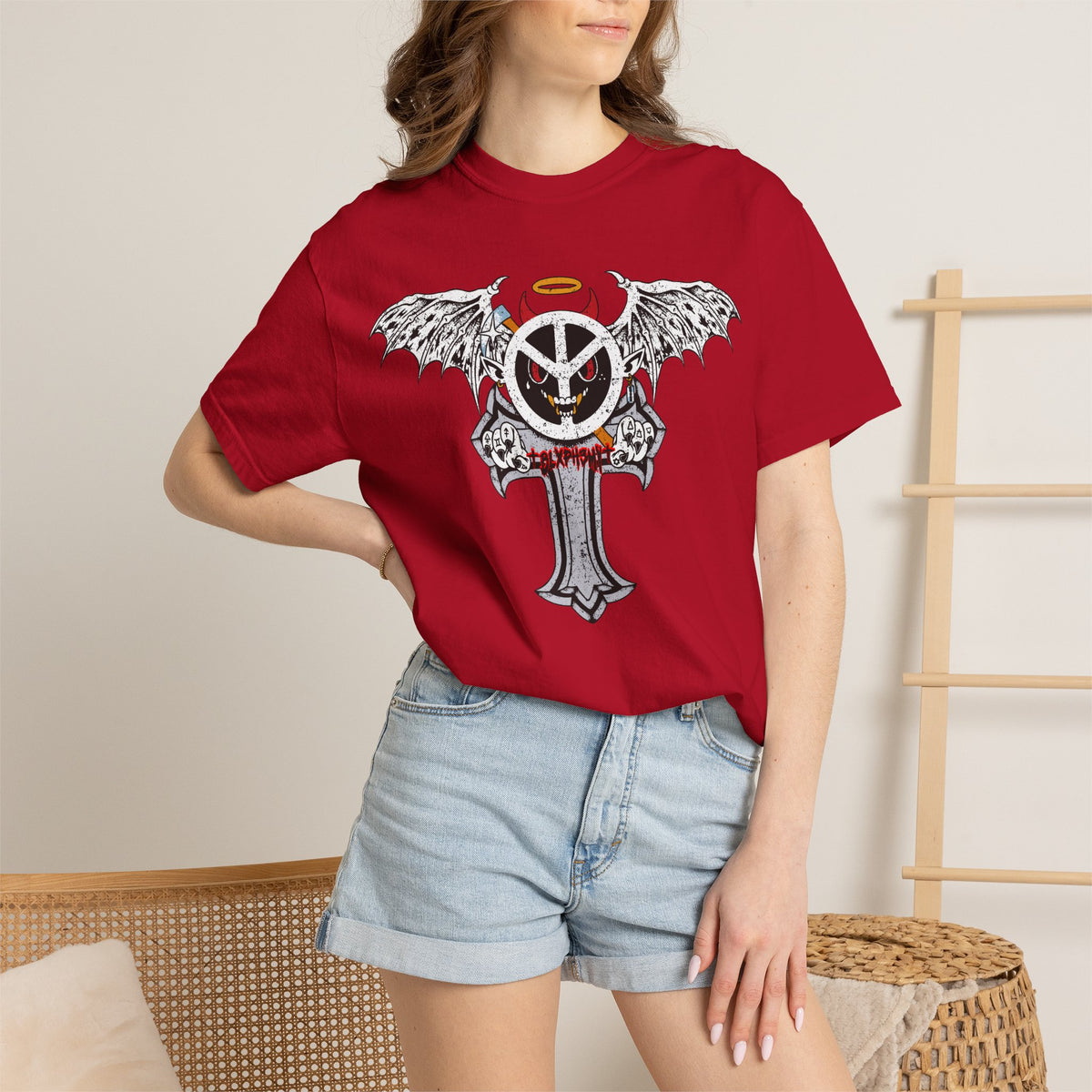 Blxph3my Wings and Cross T-shirt