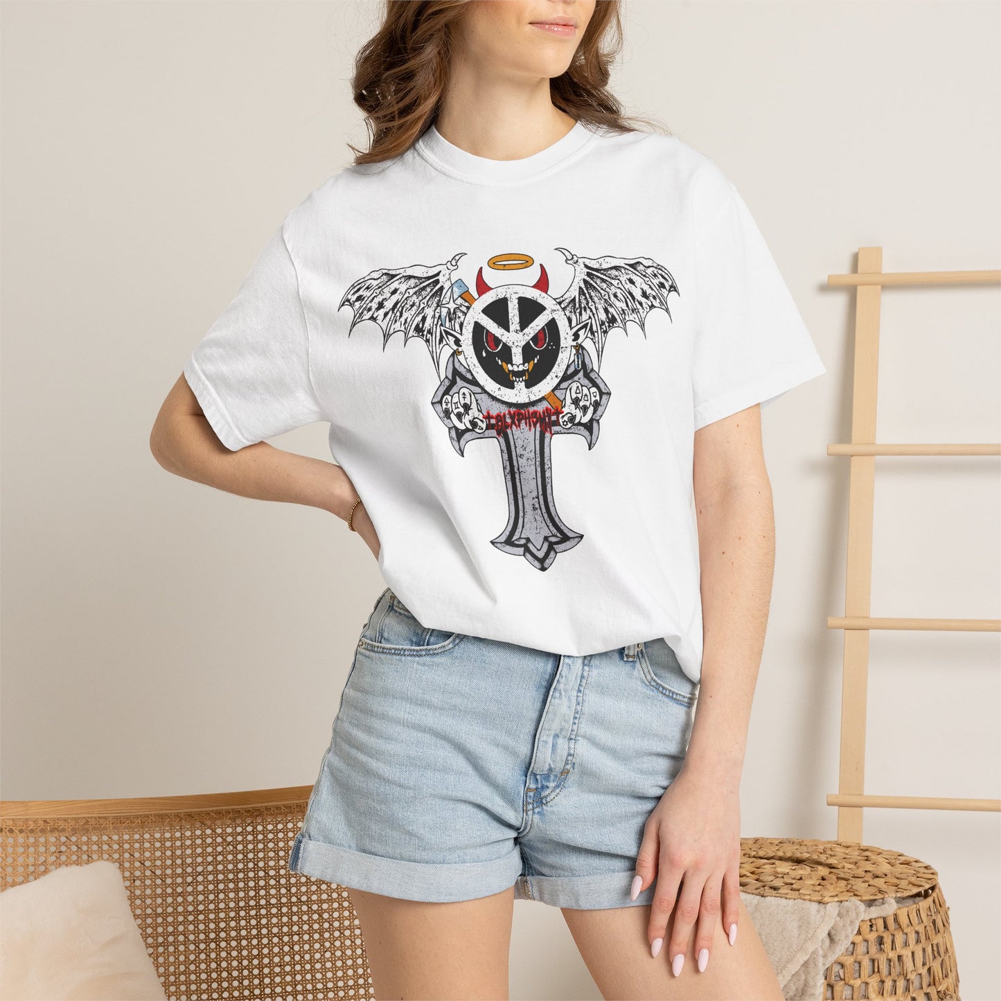 Blxph3my Wings and Cross T-shirt