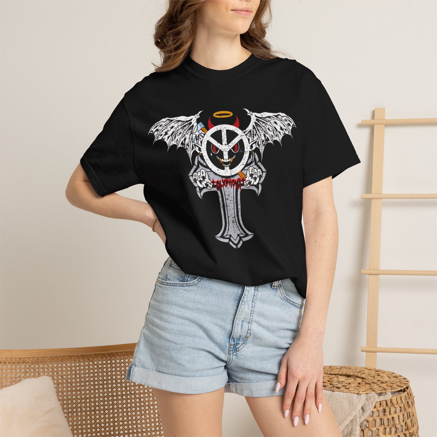 Blxph3my Wings and Cross T-shirt