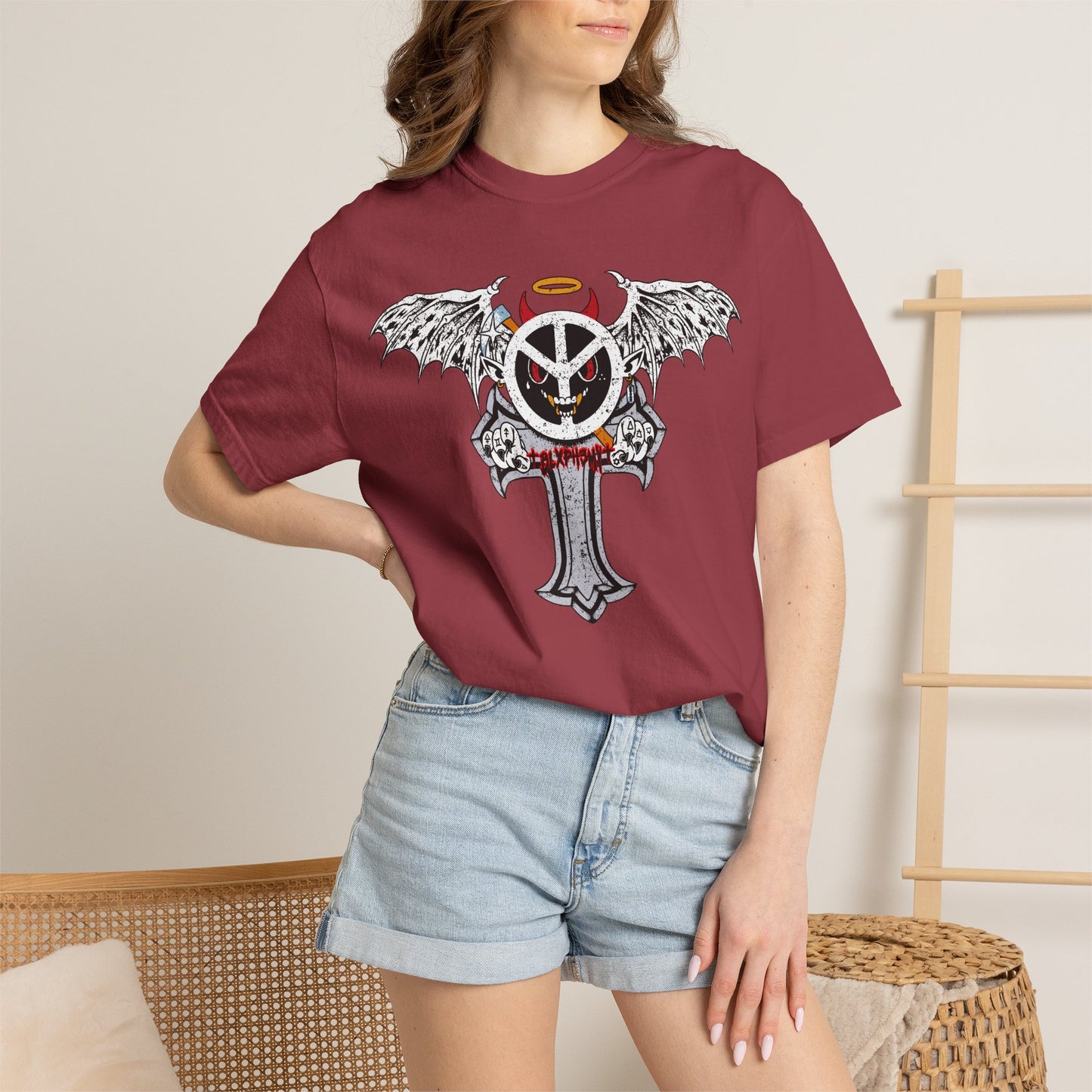 Blxph3my Wings and Cross T-shirt