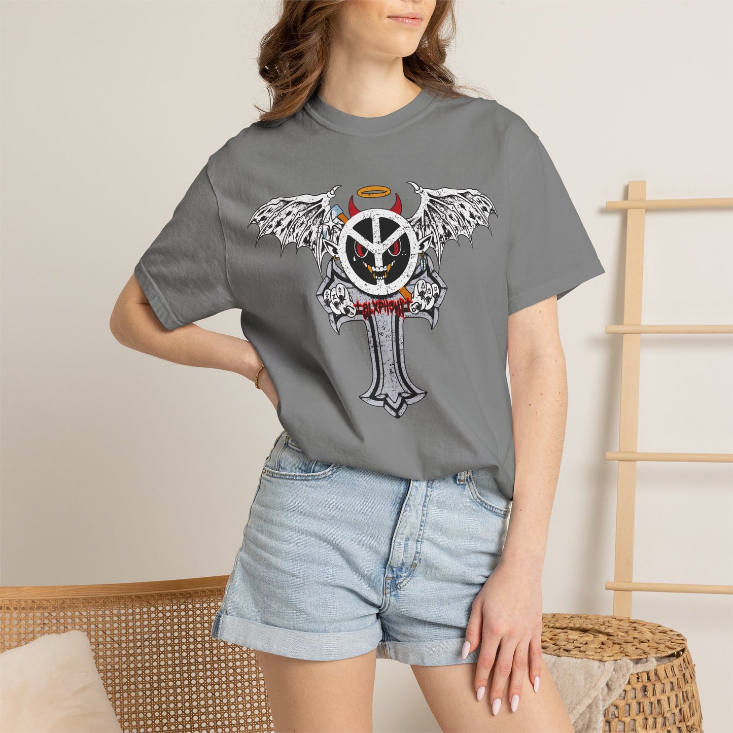 Blxph3my Wings and Cross T-shirt